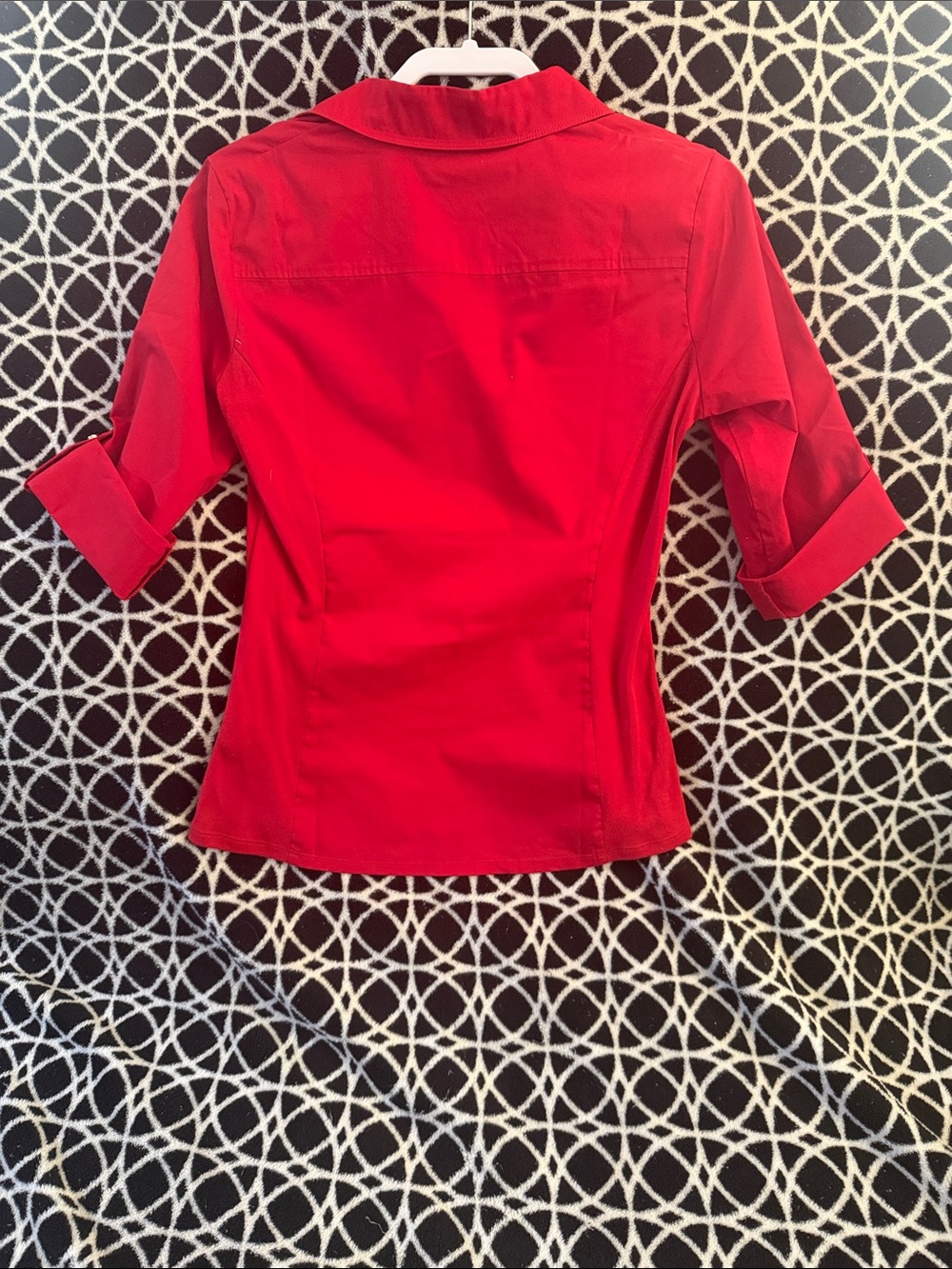 Zac & Rachel Bright Red blingy Button-Front Fitted Blouse - Picture 4 of 5